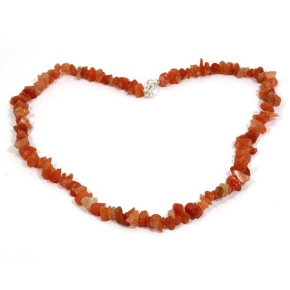Carnelian Gemstone Chip Necklace with Clasp