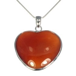 Carnelian Silver Rim Heart Pendant