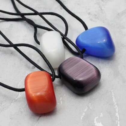 Cat's Eye Drilled Tumble Stone Necklaces - 4 pack