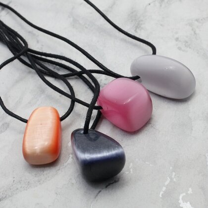 Cat's Eye Drilled Tumble Stone Necklaces - 4 pack