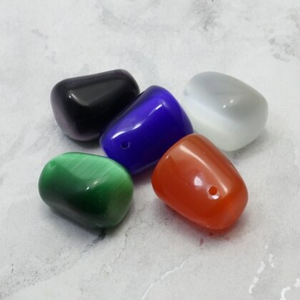 Cat's Eye Drilled Tumble stone Pendants - 5 pack