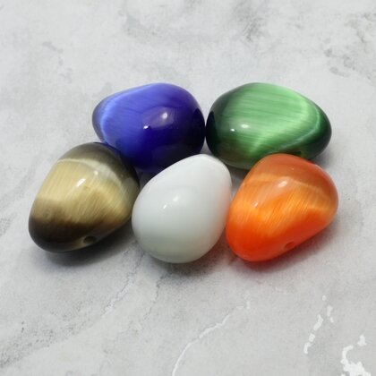 Cat's Eye Drilled Tumble stone Pendants - 5 pack