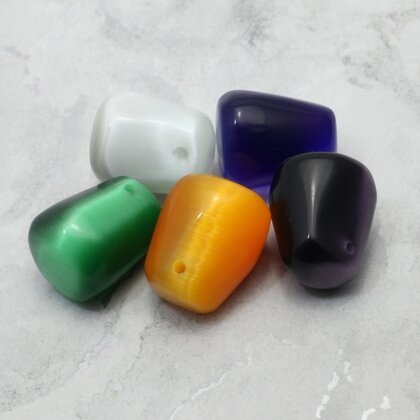 Cat's Eye Drilled Tumble stone Pendants - 5 pack