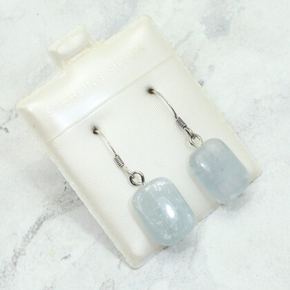 Celestite 925 Silver Drop Earrings ~15mm
