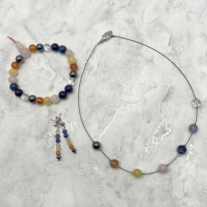 Chakra Bead Necklace, Bracelet & Earring Set