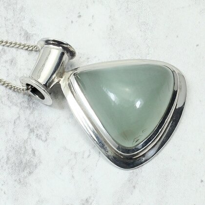 Chalcedony Triangle 925 Silver Pendant ~32mm