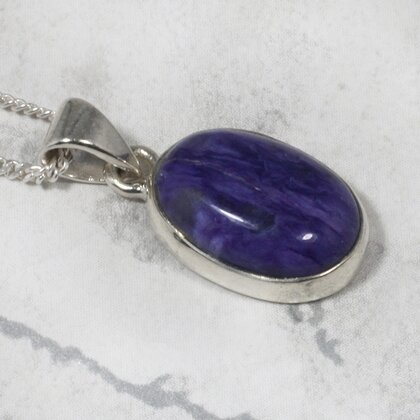 Charoite 925 Silver Pendant ~18mm