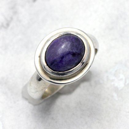 Charoite & Silver Ring ~ 8 US Ring Size , Q UK Ring Size