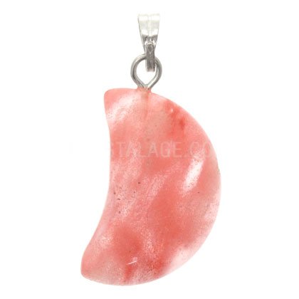 Cherry Quartz Pendant - Crescent 21mm