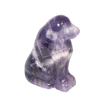 Chevron Amethyst Carved Crystal Dog ~30mm