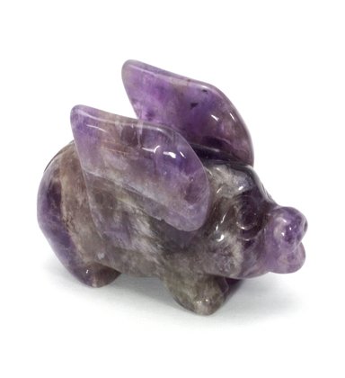 Chevron Amethyst Crystal Pig With Wings