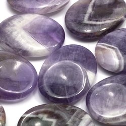 Chevron Amethyst Thumb Stone ~40mm