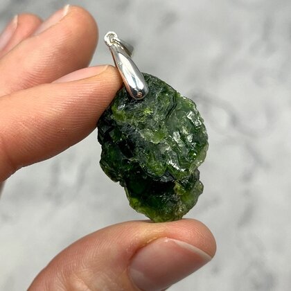 Chromian Diopside Healing Crystal 925 Silver Pendant ~32mm