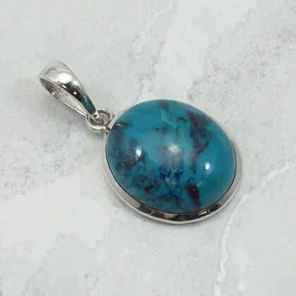 Chrysocolla 925 Silver Pendant ~19mm