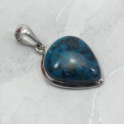 Chrysocolla 925 Silver Pendant ~21mm