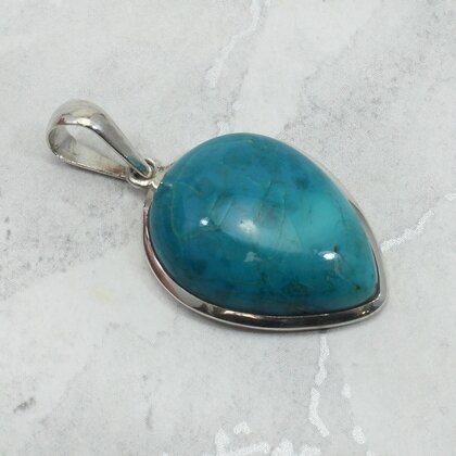 Chrysocolla 925 Silver Pendant ~26mm