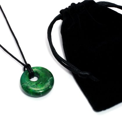 Chrysocolla Howlite Agogo Donut Pendant & Velvet Pouch