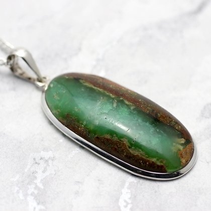 Chrysoprase & Silver Pendant ~44mm