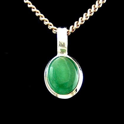 Chrysoprase & Silver Pendant - Oval 14mm