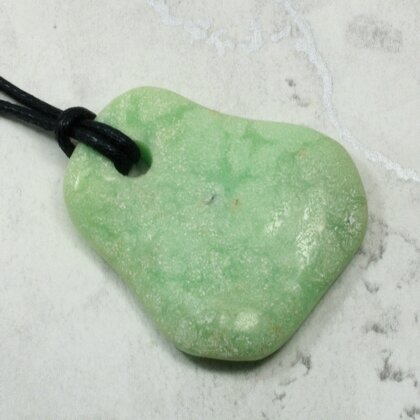 Chrysoprase Pendant & Wax Cotton Cord ~34x30mm