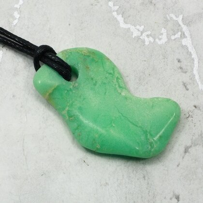 Chrysoprase Pendant & Wax Cotton Cord ~36x22mm