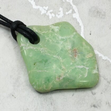 Chrysoprase Pendant & Wax Cotton Cord ~36x27mm