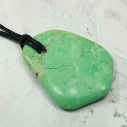 Chrysoprase Pendant & Wax Cotton Cord ~38x29mm