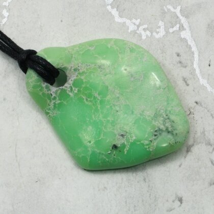 Chrysoprase Pendant & Wax Cotton Cord ~40x31mm
