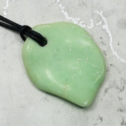 Chrysoprase Pendant & Wax Cotton Cord ~41x32mm