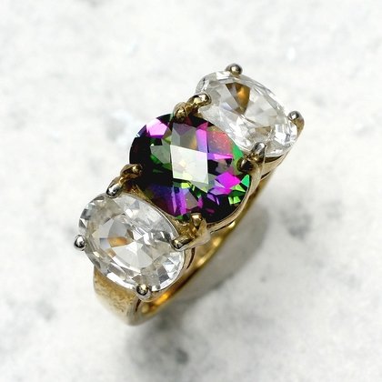 Clear & Mystic Topaz Ring in 9ct Gold