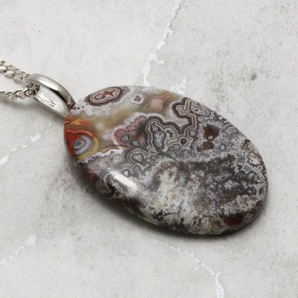 Crazy Lace Agate Gemstone Pendant ~34mm