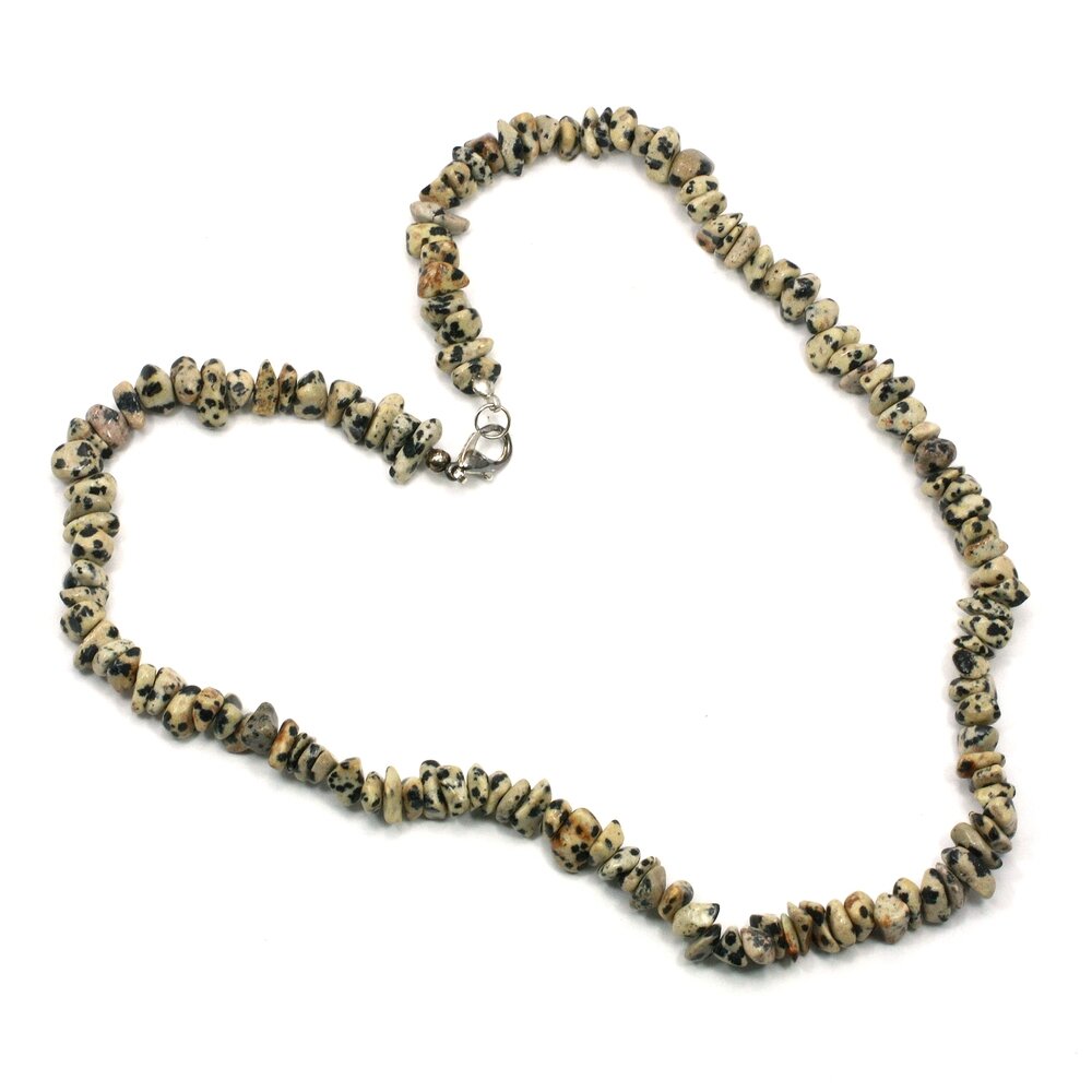 Dalmation Jasper Gemstone Chip Necklace with Clasp