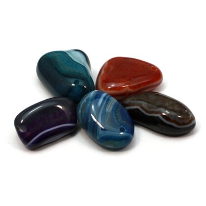 Drilled Mixed Agate Tumble Stone Pendants - Pack of 5