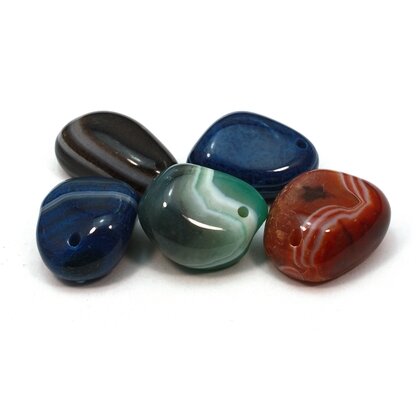 Drilled Mixed Agate Tumble Stone Pendants - Pack of 5