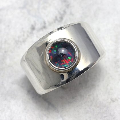 Ethiopian Fire Opal & Silver Ring - size UK - S. USA - 9