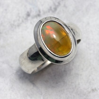 Ethiopian Fire Opal Ring in 925 Silver
