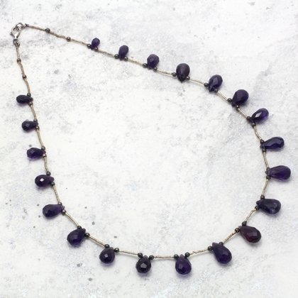 Faceted Amethyst Antique Style Necklace ~17 Inches