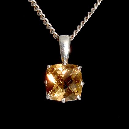 Faceted Citrine & Silver Pendant Claw Mount - 10mm