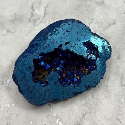 Flame Aura Quartz Geode ~70x58mm