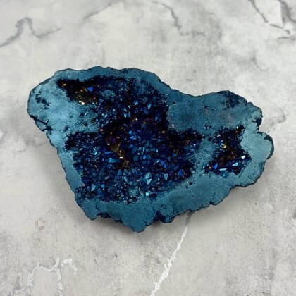 Flame Aura Quartz Geode ~84x49mm