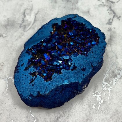 Flame Aura Quartz Geode ~86x67mm