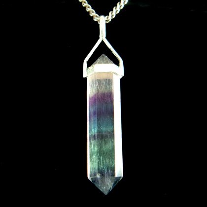 Fluorite & Silver Pendant  - Double Terminating Point 35mm