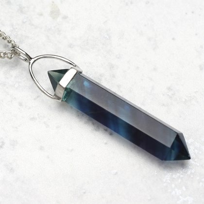 Fluorite & Silver Pendant - Double Terminating Point 35mm