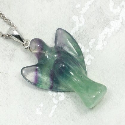 Fluorite Angel 925 Silver Pendant - 25mm