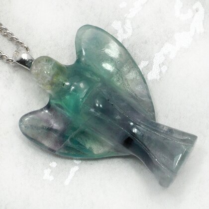 Fluorite Angel 925 Silver Pendant - 30mm
