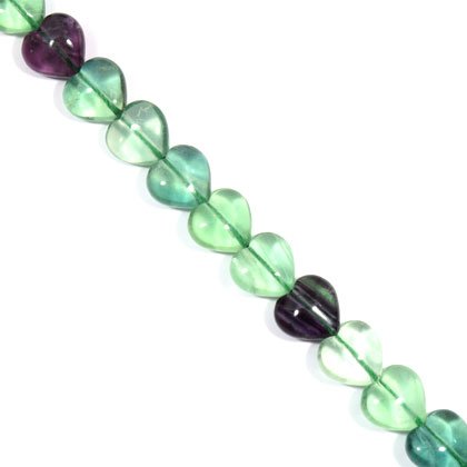 Fluorite Crystal Beads - 14mm Puff Heart