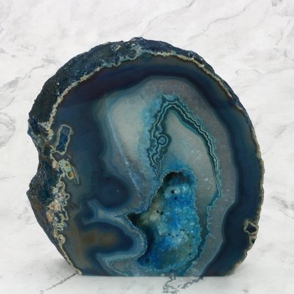 Free Standing Polished Agate -  Blue ~10.5x11 cm