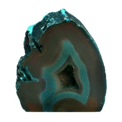 Free Standing Polished Agate - Brown/Turquoise ~10 x 11cm