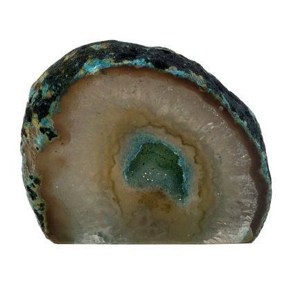 Free Standing Polished Agate - Brown/Turquoise ~9 x 8cm