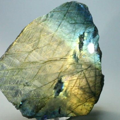 Free-standing Labradorite (Part Polished) ~118x105mm